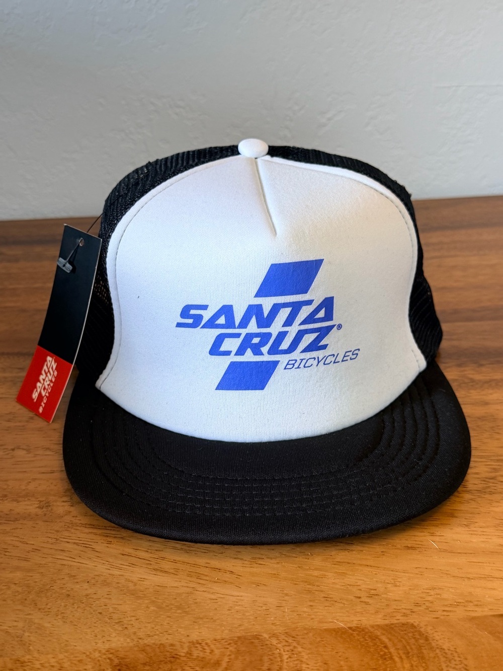 Santa Cruz Bicycles Black & White Trucker Hat - Blue Logo